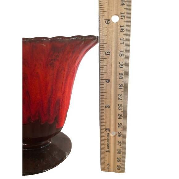 Vintage Mid-Century Red Drip Glaze Planter – Evangeline Canuck Pottery #913 - Picture 3 of 7